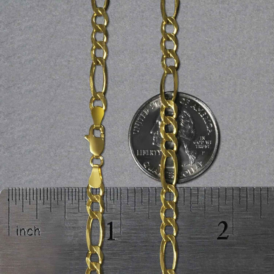 4.50mm figaro chain in solid 10K yellow gold, view 7