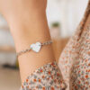 Sterling silver, rhodium plated station bracelet, view 4