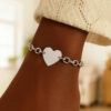 Sterling silver, rhodium plated station bracelet, view 5