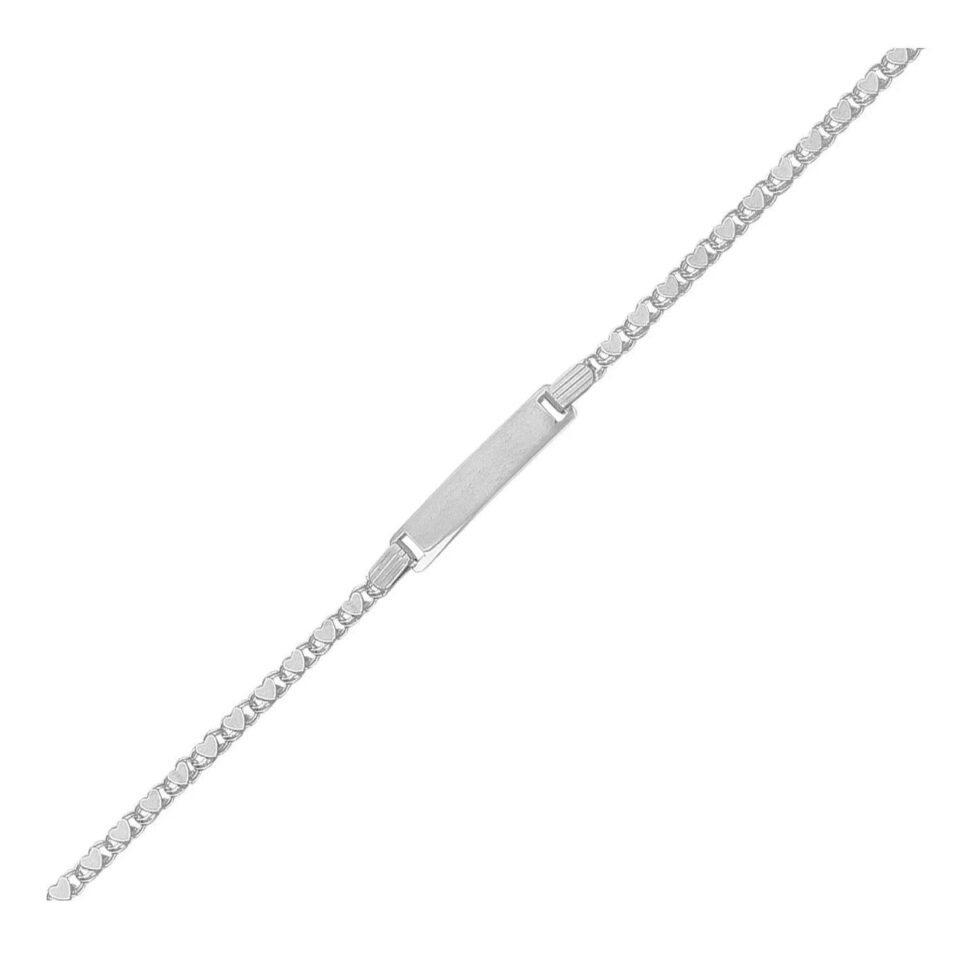 14K White Gold Heart Bracelet Childrens