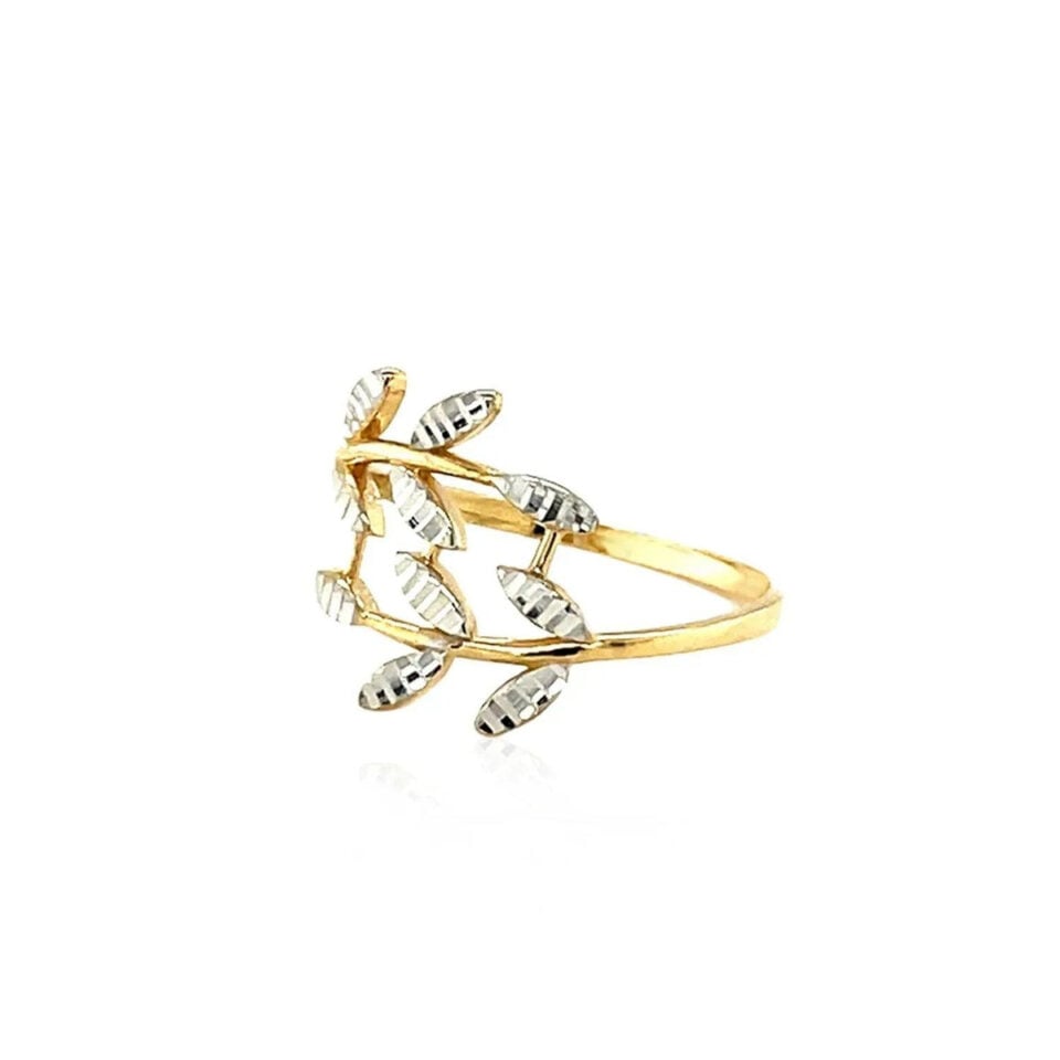 14K Two-Tone Gold Textured Ring