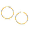 3x30mm polished hoop earrings in solid 14K two-tone gold