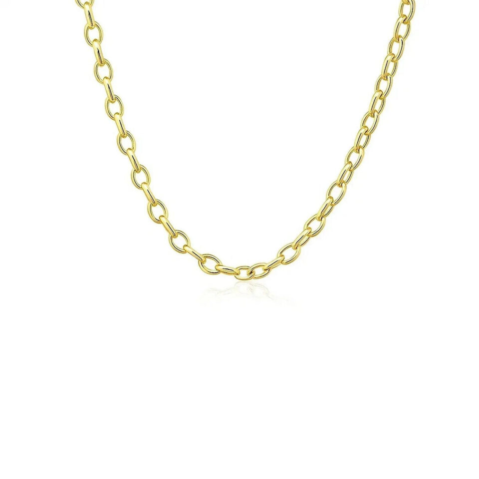 14K Yellow Gold Rolo Oval Chain