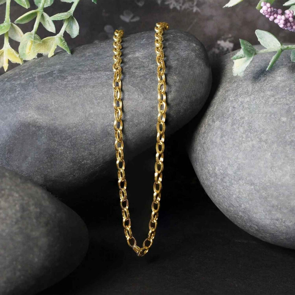 14K Yellow Gold Rolo Oval Chain
