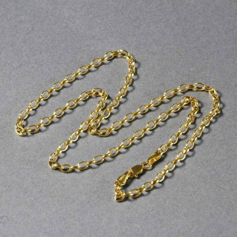 14K Yellow Gold Rolo Oval Chain