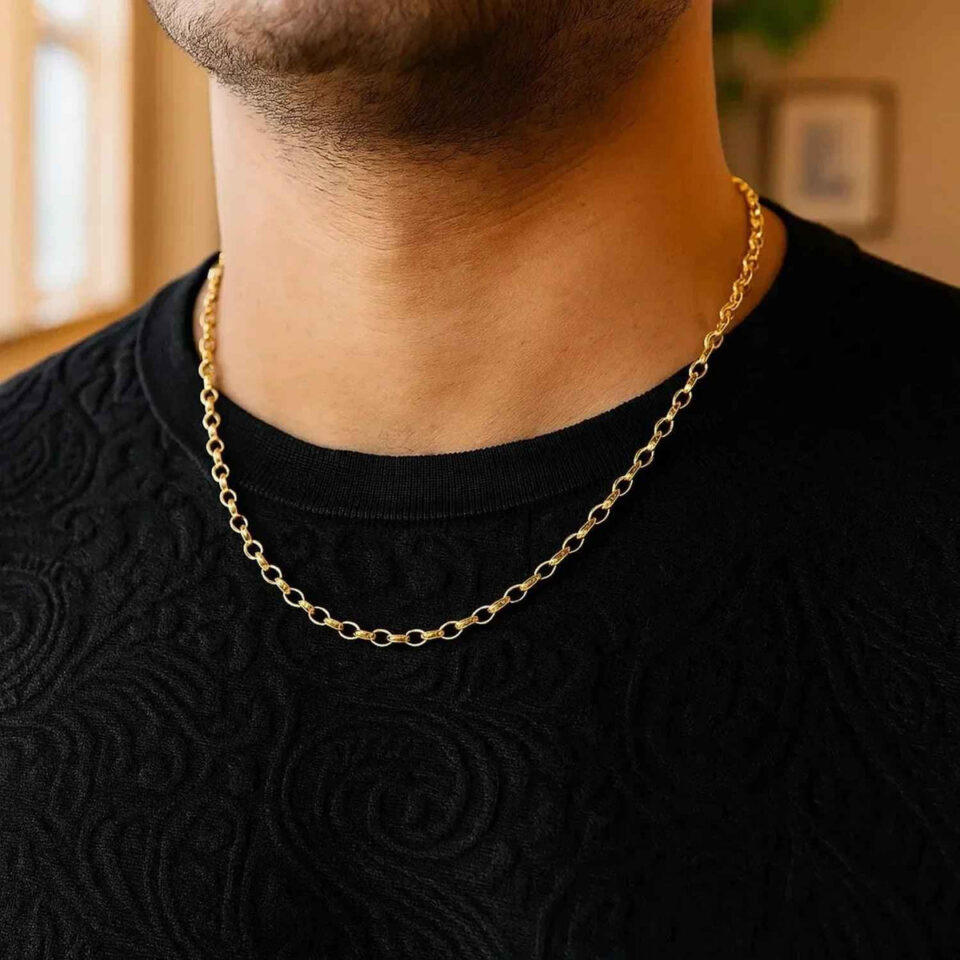 14K Yellow Gold Rolo Oval Chain