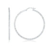 14K White Gold Diamond-Cut Hoop Earrings