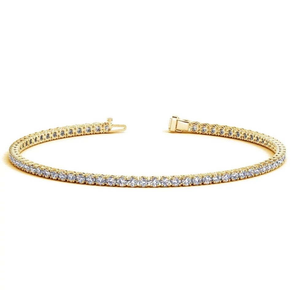 14K Yellow Gold Lab-Grown Diamond Round Tennis Bracelet