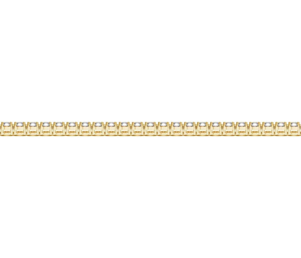 2 ct tw lab-grown diamond round tennis bracelet in solid 14K yellow gold, view 3