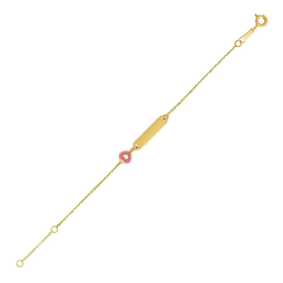 14K Yellow Gold Heart Bracelet 1.00mm
