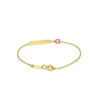 1.00mm heart bracelet in solid 14K yellow gold, view 2