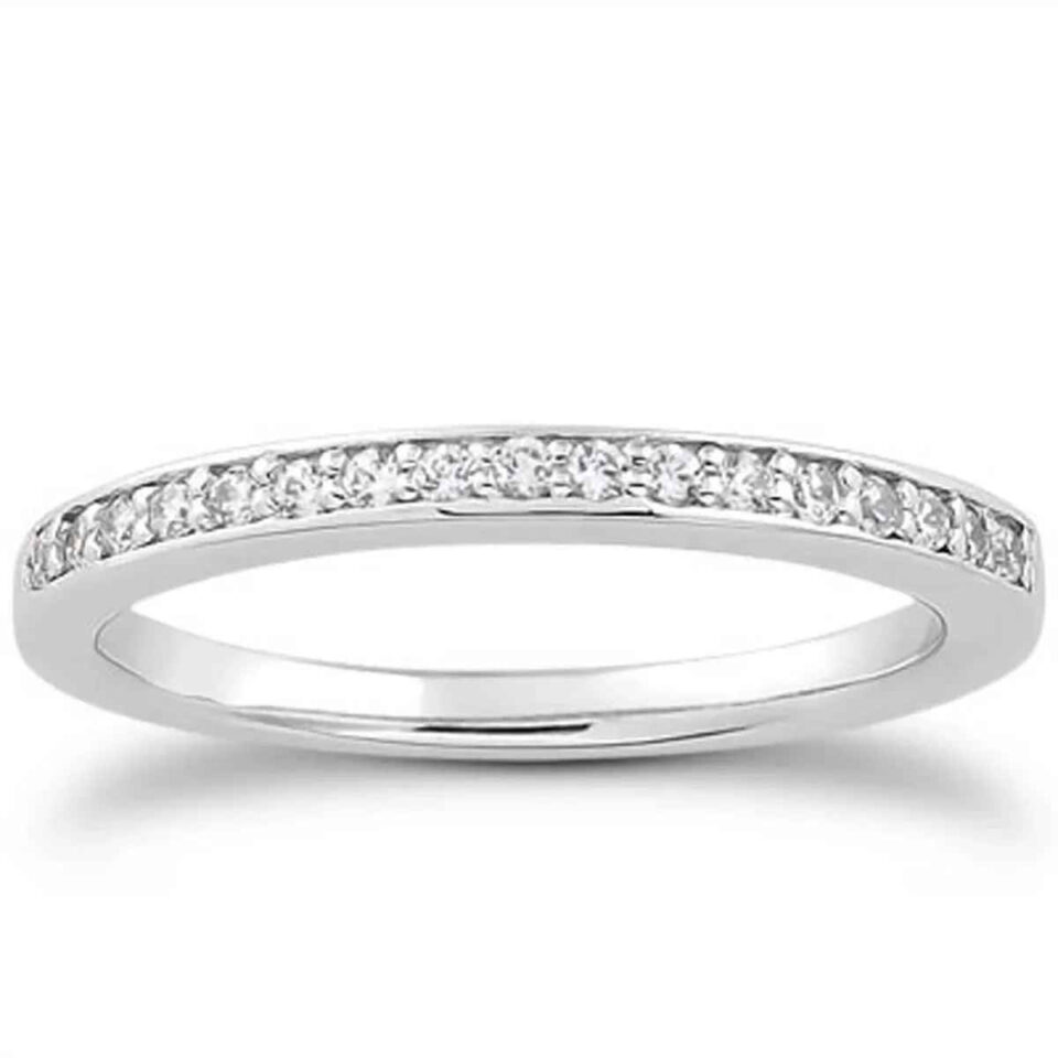 14K White Gold Pave Lab-Grown Diamond Band Micro