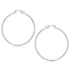 14K White Gold Polished Hoop Earrings 2x60mm