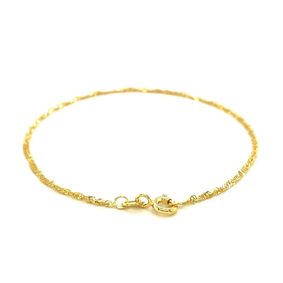 10K Yellow Gold Singapore Anklet 1.5mm