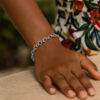 Sterling silver, rhodium plated charm bracelet, view 5