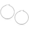 2x50mm polished hoop earrings in solid 14K white gold
