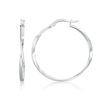 1.5x50mm twisted hoop earrings in solid 14K white gold