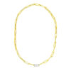 Paperclip lab-grown diamond necklace in solid 14K yellow gold