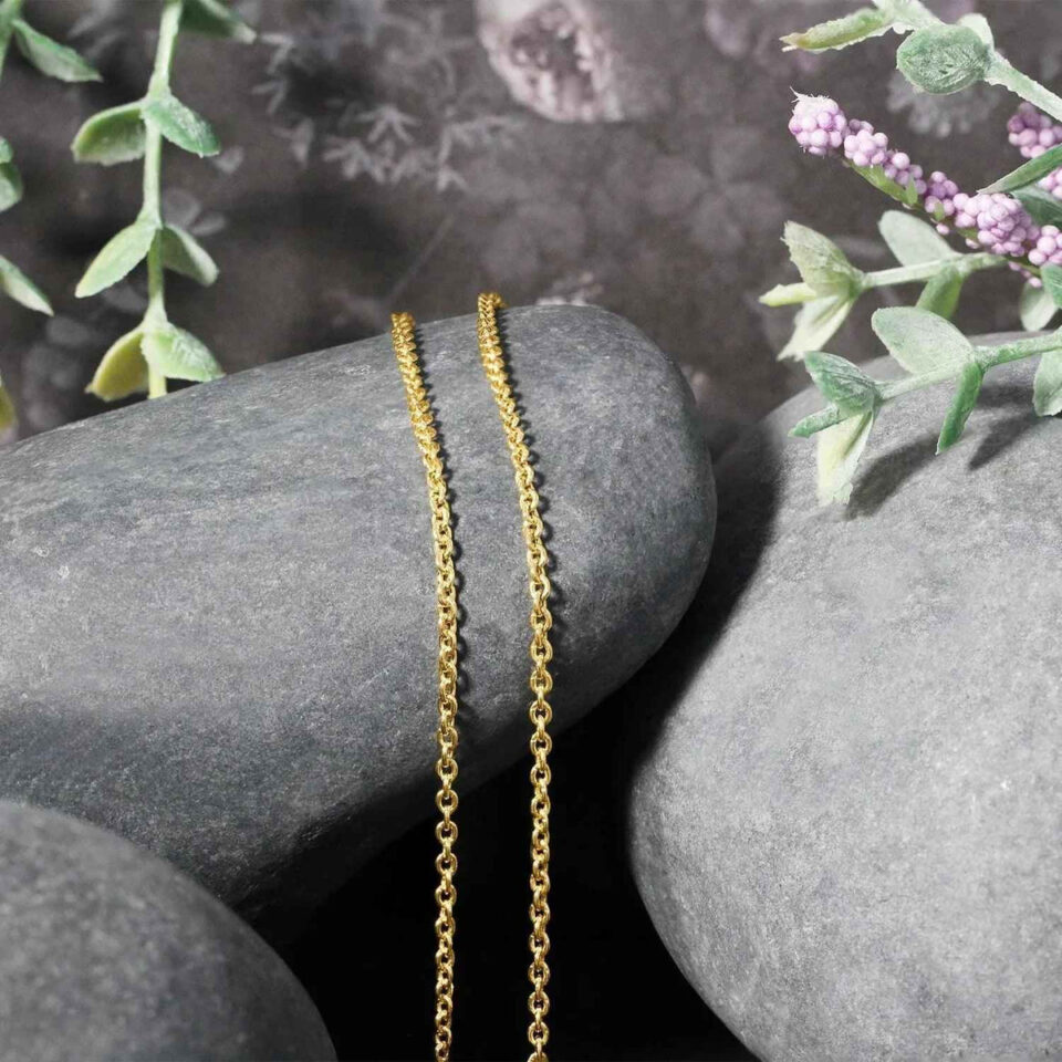 1.8 mm forsantina lite cable link chain in solid 14K yellow gold, view 4