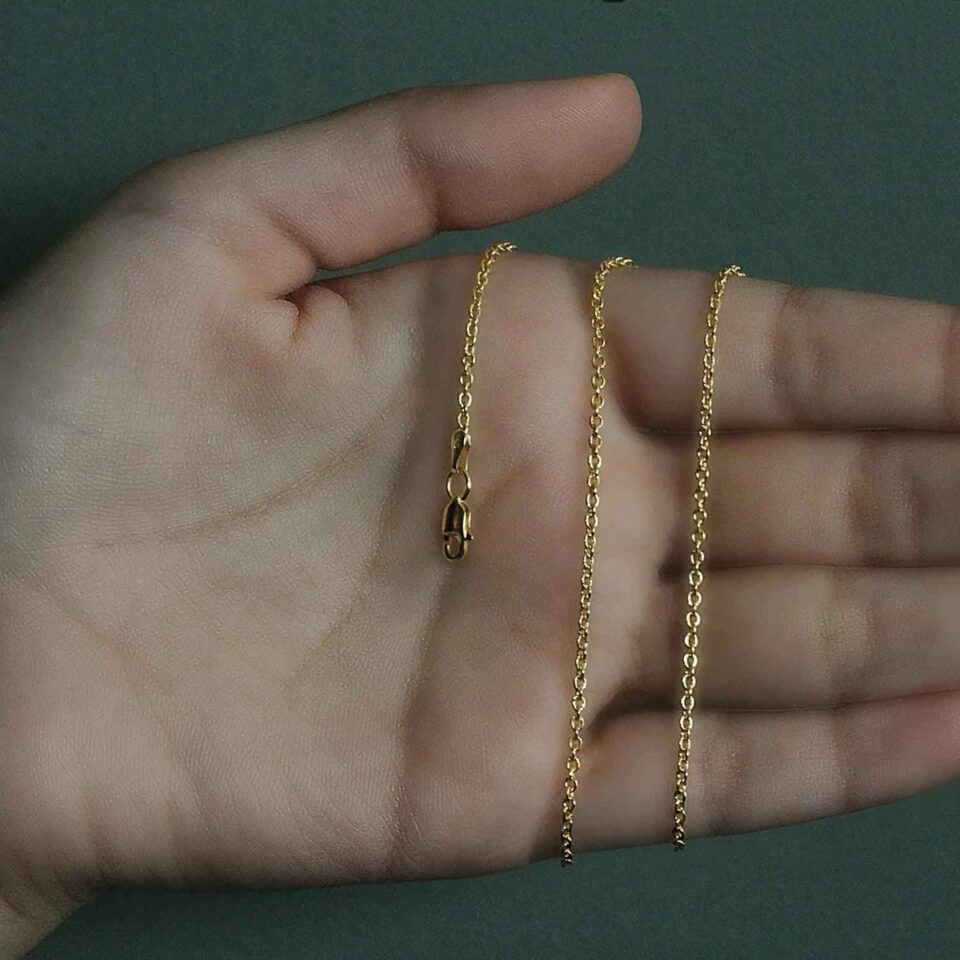 1.8 mm forsantina lite cable link chain in solid 14K yellow gold, view 8