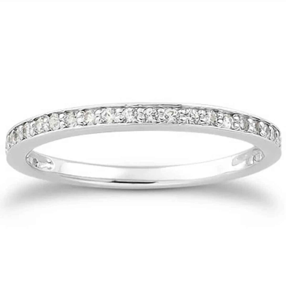 14K White Gold Pave Lab-Grown Diamond Band Micro