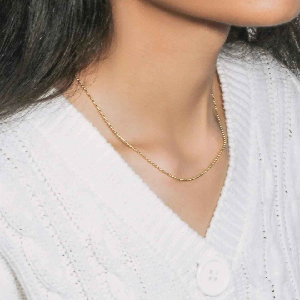 18K Yellow Gold Bead Chain