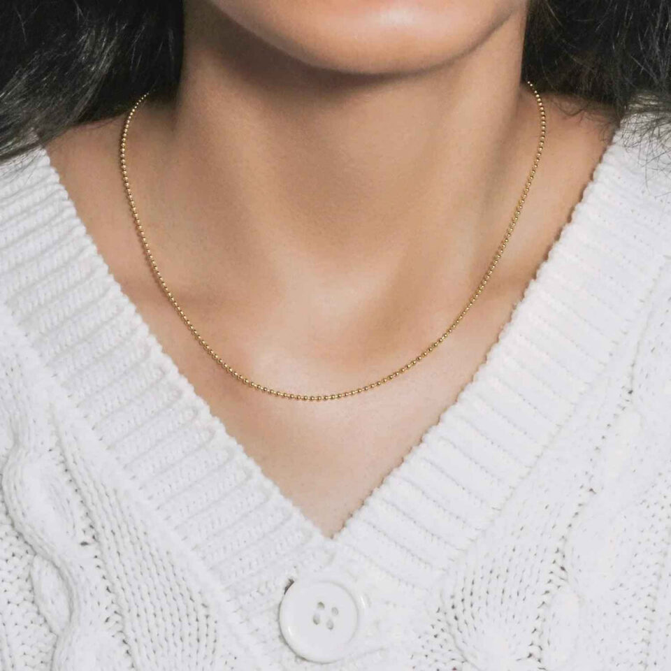 18K Yellow Gold Bead Chain