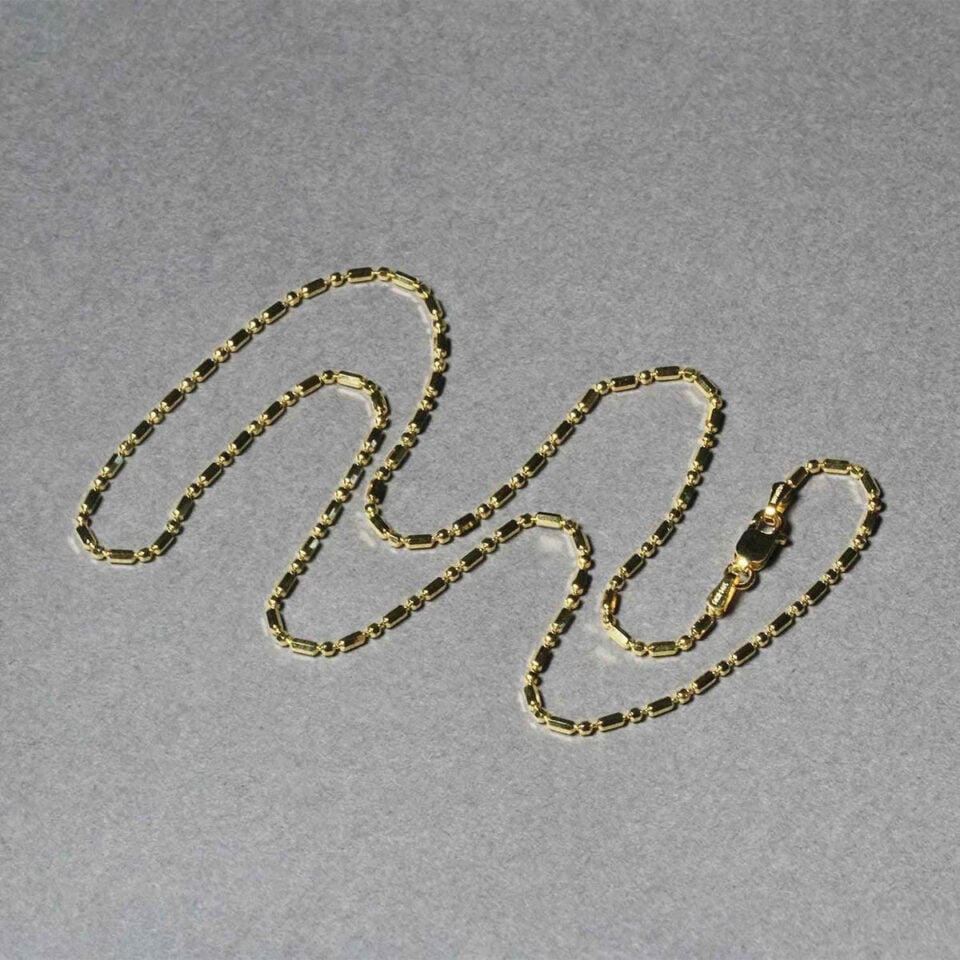 1.30mm bead chain in solid 14K yellow gold, view 5