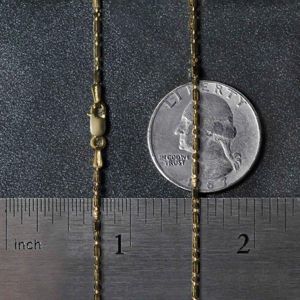 1.30mm bead chain in solid 14K yellow gold, view 7
