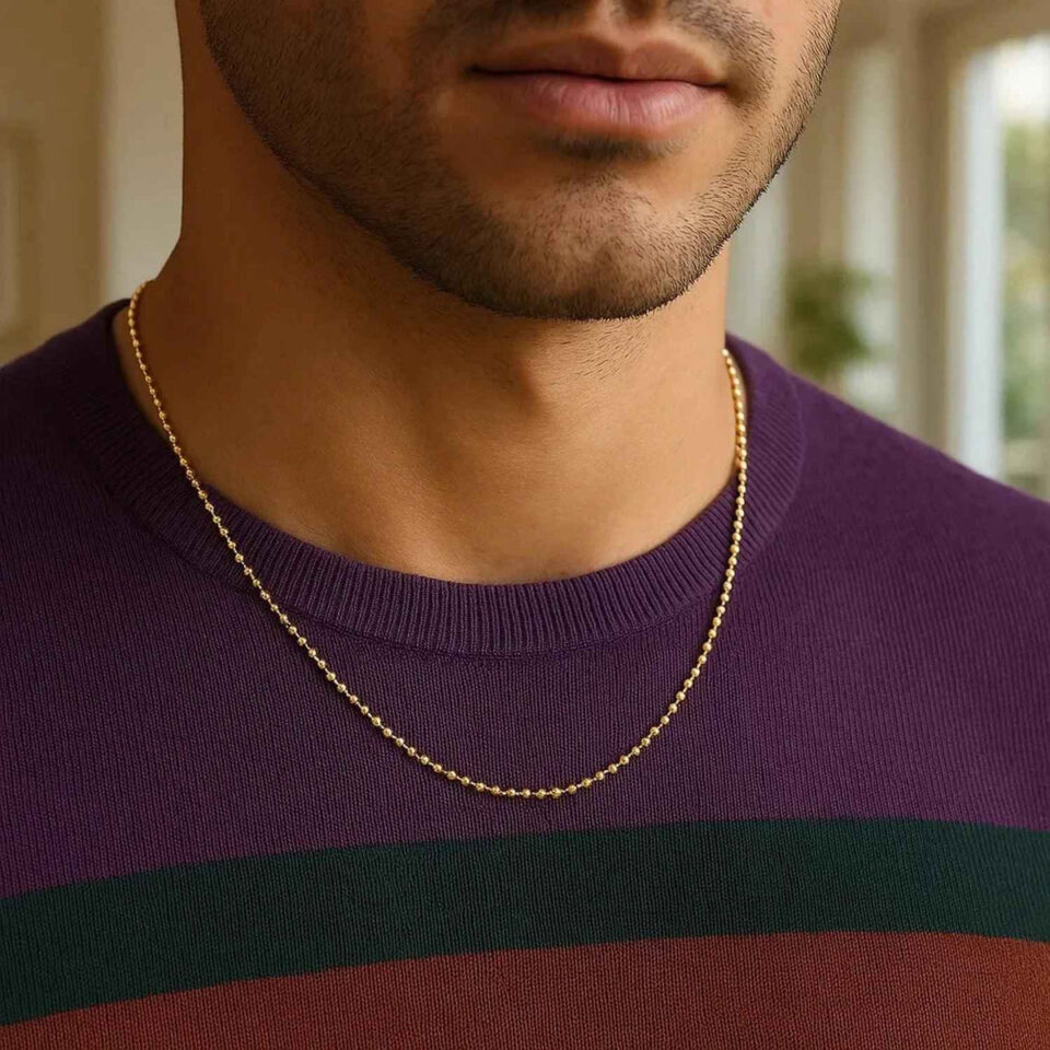 14K Yellow Gold Diamond-Cut Bead Chain, 1.1 mm