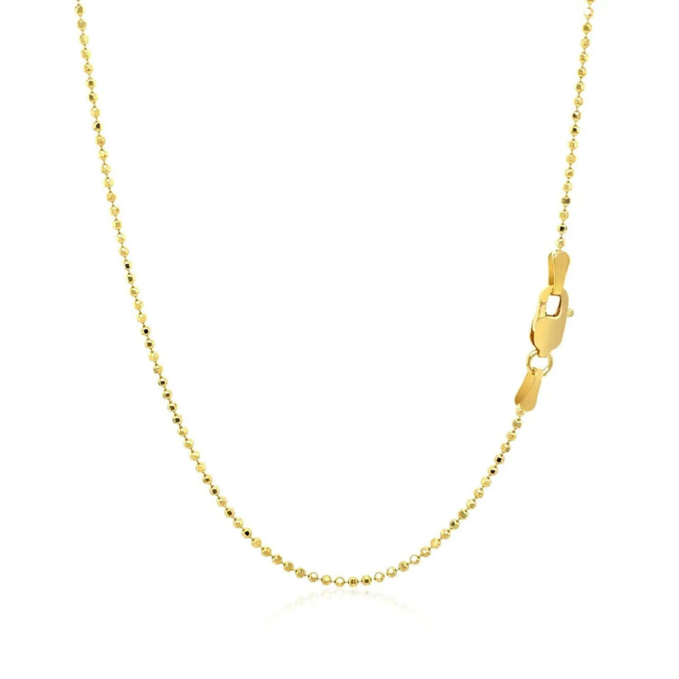 14K Yellow Gold Diamond-Cut Bead Chain, 1.1 mm