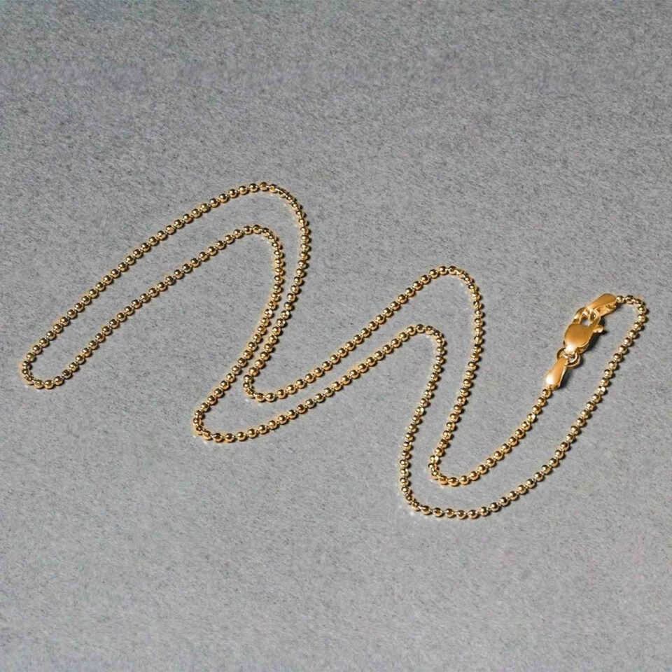 14K Yellow Gold Diamond-Cut Bead Chain, 1.1 mm