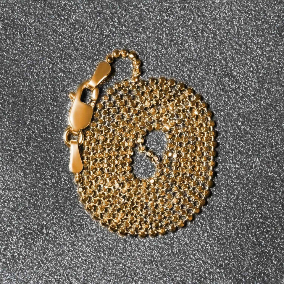 14K Yellow Gold Diamond-Cut Bead Chain, 1.1 mm