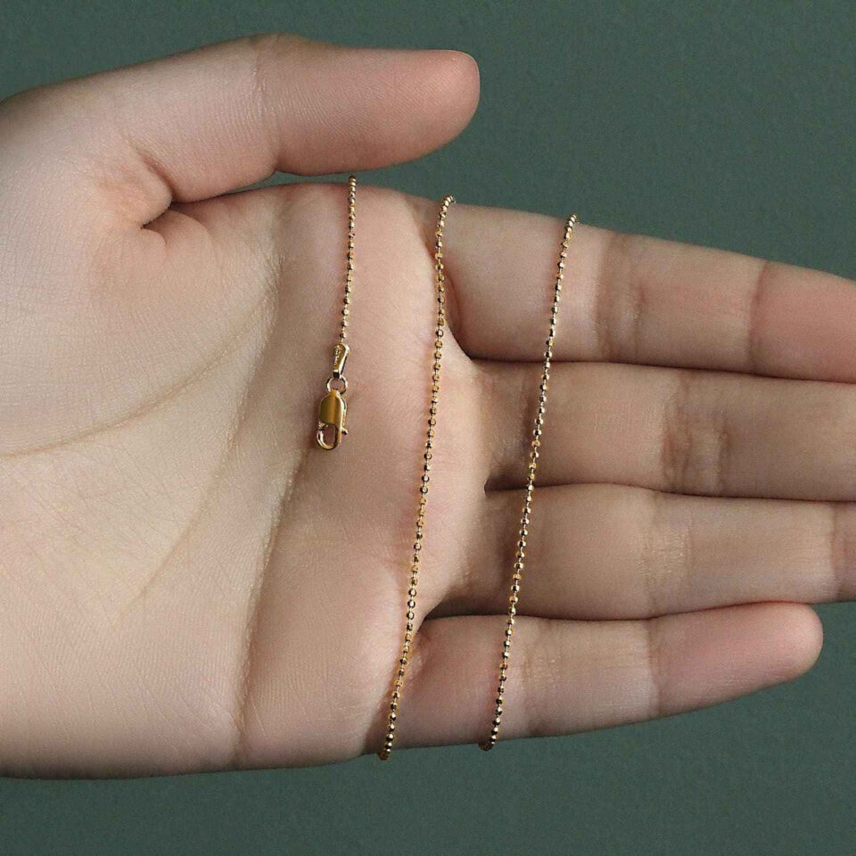 14K Yellow Gold Diamond-Cut Bead Chain, 1.1 mm