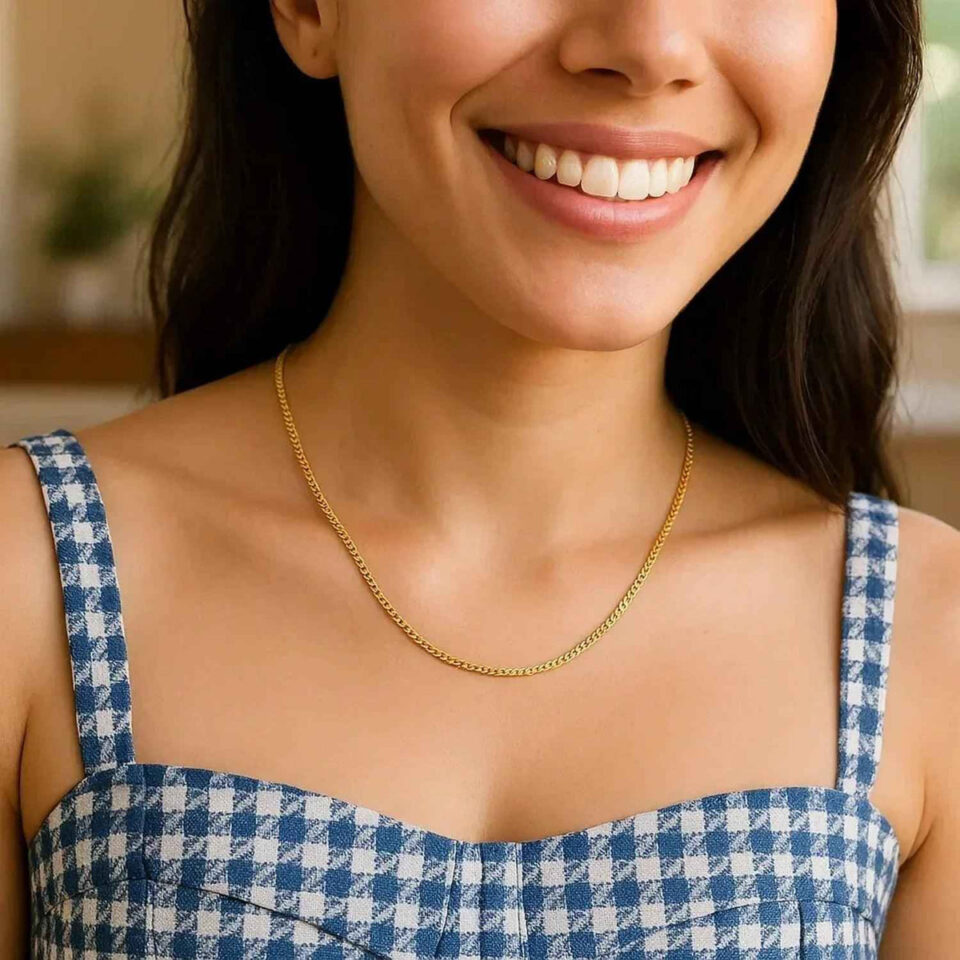 14K Yellow Gold Gourmette Chain, 1.4 mm