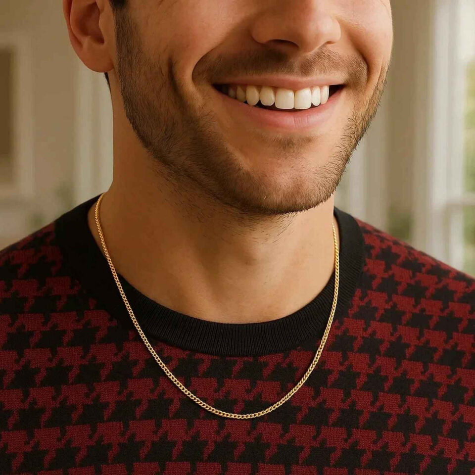 14K Yellow Gold Gourmette Chain, 1.4 mm