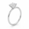 1 ct tw lab-grown diamond solitaire cushion ring in solid 10K white gold, engagement ring, view 3