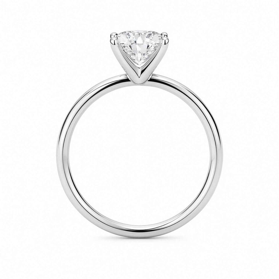 1 ct tw lab-grown diamond solitaire cushion ring in solid 10K white gold, engagement ring, view 4