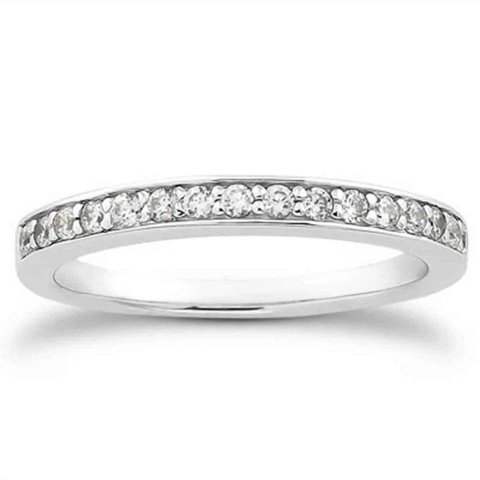 14K White Gold Pave Lab-Grown Diamond Band Wedding