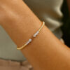 14K Two-Tone Gold Beaded Lab-Grown Diamond Bangle
