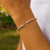 14K Two-Tone Gold Beaded Lab-Grown Diamond Bangle