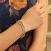 Sterling silver, rhodium plated diamond-cut bracelet, view 3