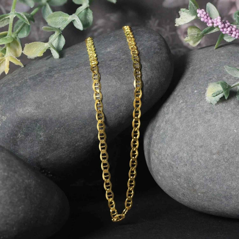 3.20mm mariner chain in solid 14K yellow gold, view 4