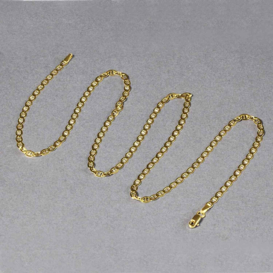 3.20mm mariner chain in solid 14K yellow gold, view 5