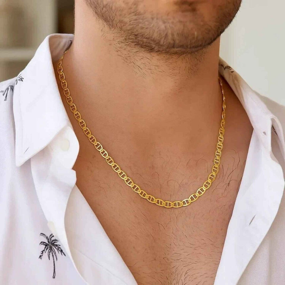 3.20mm mariner chain in solid 14K yellow gold, view 8