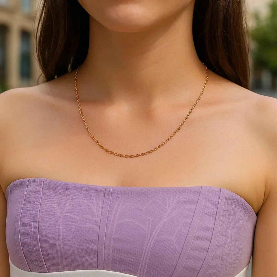 14K Rose Gold Cable Oval Chain
