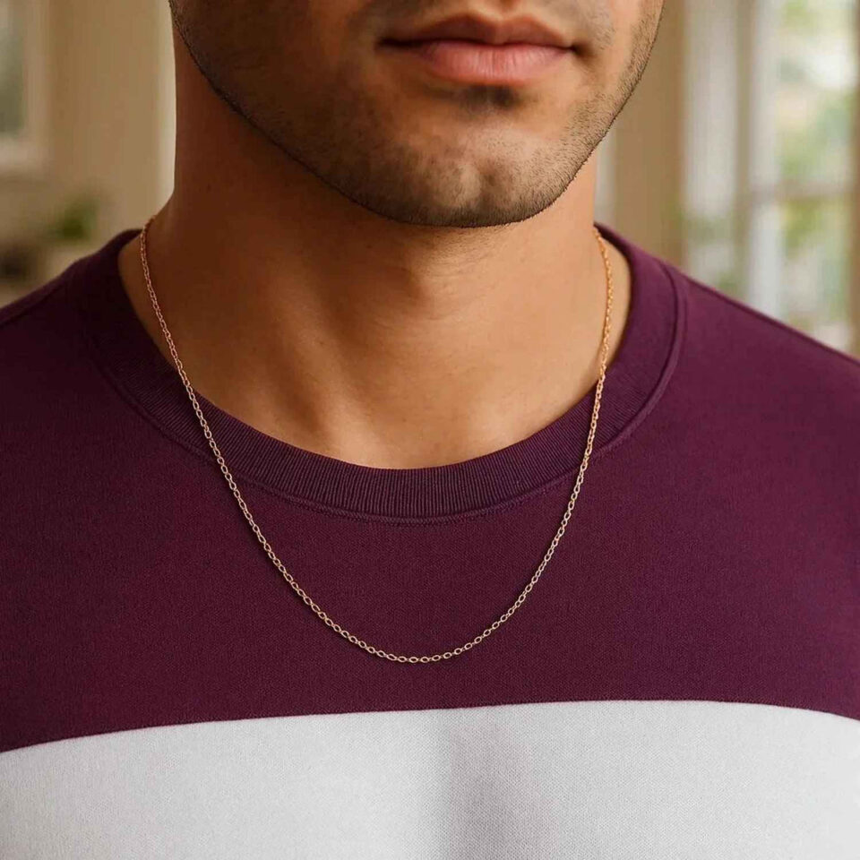 14K Rose Gold Cable Oval Chain