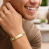 10 mm 8 1/2 inch wide curb chain ID bracelet in solid 14K yellow gold, view 2