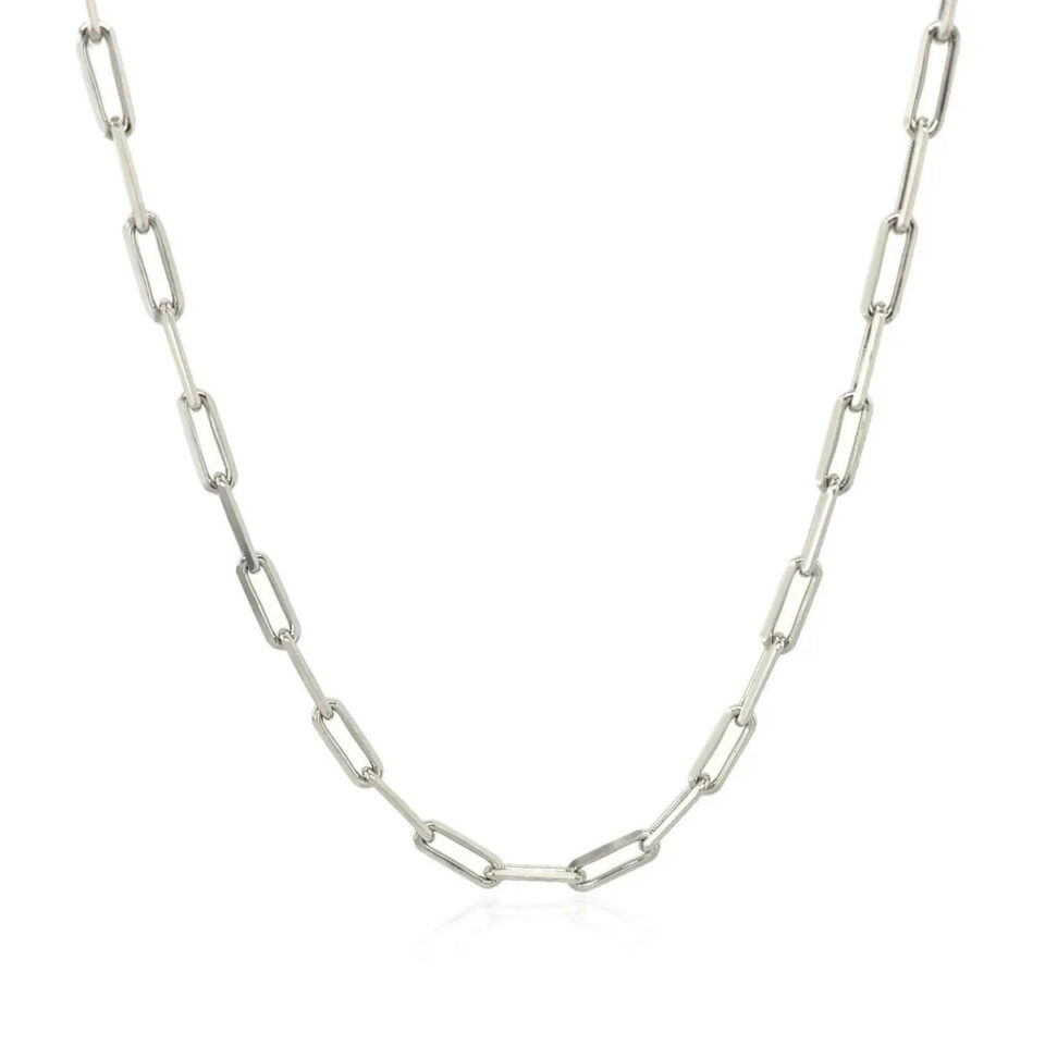 14K White Gold Paperclip Chain 2.50mm