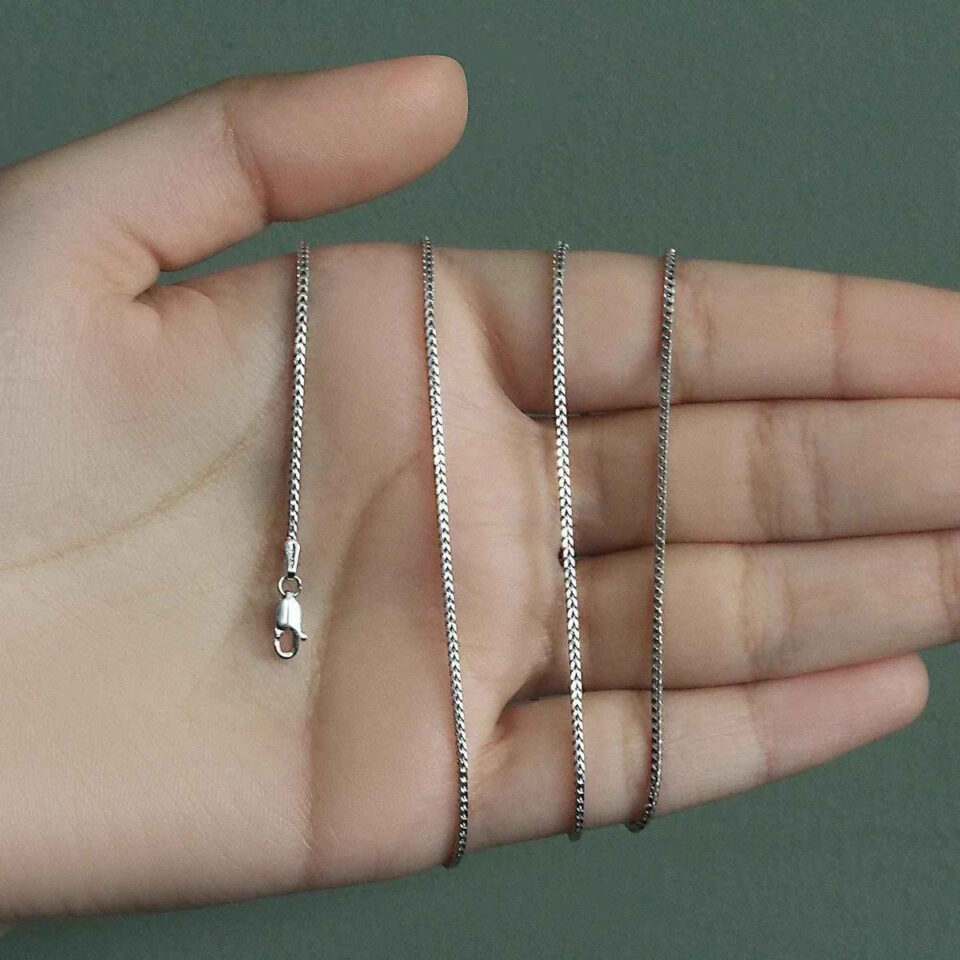 1.20mm franco chain in solid 14K white gold, view 8